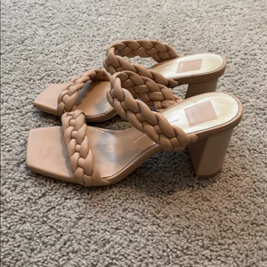 Dolce Vita Tan Braided Heeled Sandals With Chunky Heels thumbnail 3