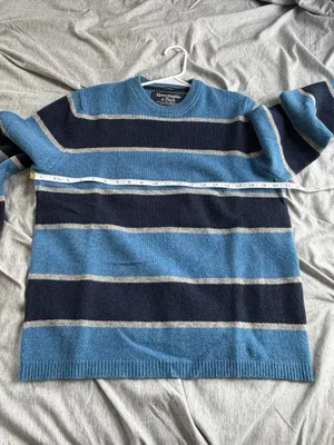 Abercrombie & Fitch Men's Sweater Lambswool Blend Blue Striped L Muscle Y2K VTG thumbnail 7