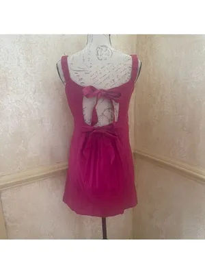 Free People Women's Vacay Pink Open back Mini Linen Cotton Blend Dress Sz M thumbnail 4