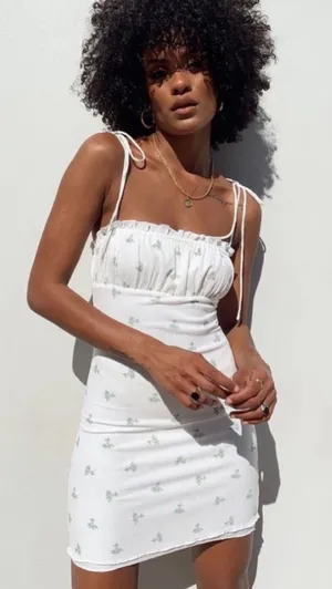 Princess Polly white floral mini dress thumbnail 1