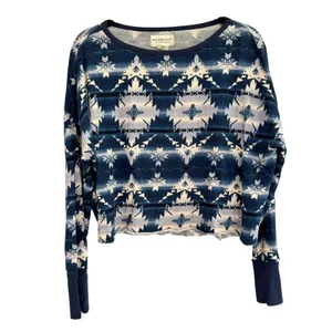 Denim & Supply Ralph Lauren Southwestern Geometric Print Cropped Top Blue M thumbnail 2