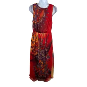 Bohemian Cafe Womens Boho Maxi Dress Paisley Floral Patchwork Beaded Neck M thumbnail 7