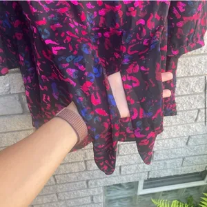 Torrid Peplum Georgette Tie Front Leopard Print Blouse Plus Size 2X Black Pink thumbnail 10