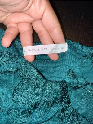 Altar'd State Roxanne Teal Green Floral Lace Layered Maxi Dress thumbnail 6