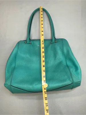 KATE SPADE Turquoise Satchel Purse Handbag Striped Interior Roomy thumbnail 12
