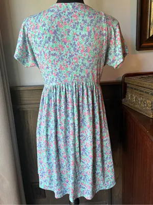 Emerald Mint dress with Pink and Lavender Floral Accents small nwot thumbnail 4