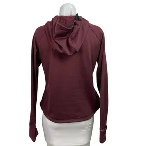 New Balance Women's Maroon Red Heat Green Hoodie Hooded Running Sweatshirt M thumbnail 3