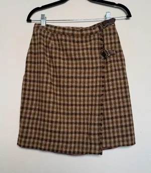 Women Dark Academia Wool Short Wrap Skirt thumbnail 1