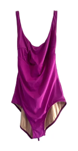 Land of‎ Women One Piece Swimsuit Magenta Purple Lace Up Back Size Medium thumbnail 1