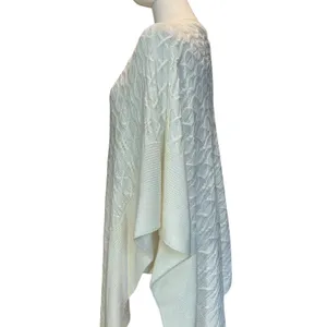 Cable Knit Poncho Cape NWT Kim Rogers Curvy Ivory 1X Sleeveless Boho Y2K Casual thumbnail 5
