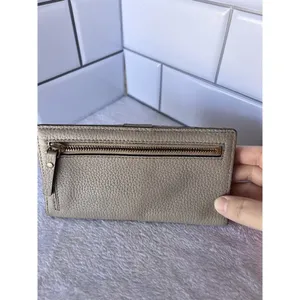Kate Spade Pebble Leather Wallet Tan Beige Compact ID Multiple Pockets Womens thumbnail 2