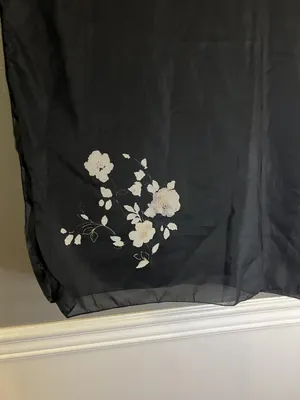 Mariella Burani Parfums Scarf Womens Black Sheer Lightweight Floral Wrap Shawl thumbnail 4