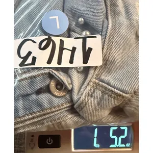 Jessica Simpson Women Large Pearl Embellished Distressed Denim Jacket Light Wash thumbnail 10