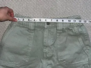 PacSun Paperbag Sage Light Green Cargo Jean Shorts With Elastic Waist Band Sz Xs thumbnail 5