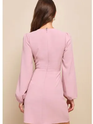LULU's Wedding Elegant Classy Sophisticated Long Sleeve Wrap Dress thumbnail 4