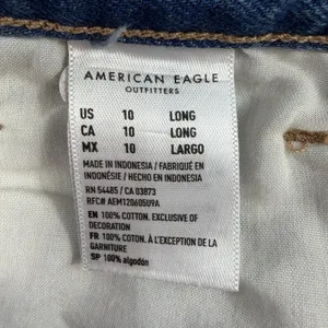 American Eagle 10 Long 10T Highest Rise Mom‎ Jeans Ripped Knee Distressed Blue thumbnail 7