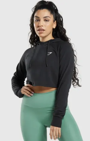 Gymshark Cropped Hoodie Black- S thumbnail 1