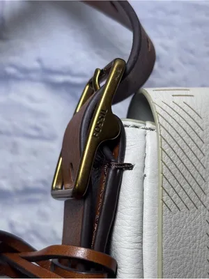 Vintage Fossil Harper Saddle Ivory Cream Leather Crossbody Bag Y2K Key Charm thumbnail 5