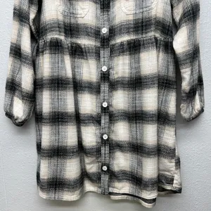 American Eagle Plaid Flannel Long Sleeve Shirt Dress Womens Large Y2K Grunge thumbnail 5