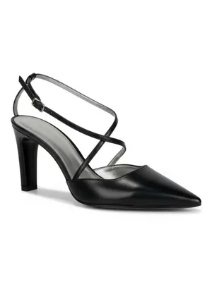 Vintage Luxe: Charles Jourdan  Retro Ankle Strap Heels Sandals  Black Leather thumbnail 2