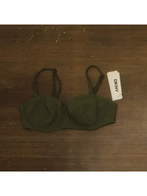 NWT DKNY Womens Textured Molded Balconette Bikini Swim Top DIMTS470 Moss Green M thumbnail 3