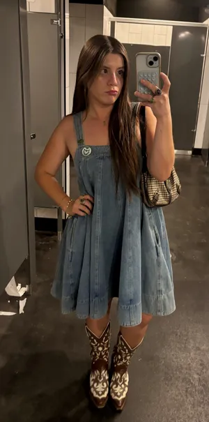 Jean Flowy Dress Blue Size M thumbnail 1