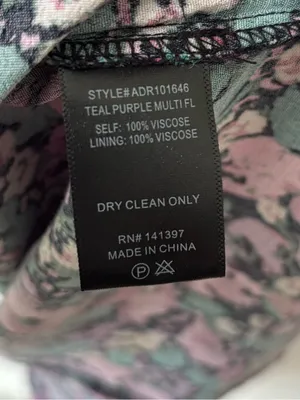 ASTR the Label Teal Purple Floral Puff Sleeve Midi Dress Ruched Slit Prairie thumbnail 13