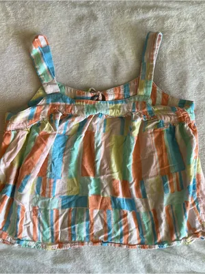 Wonderly Patchwork Stripe Tank - Blue, Orange, Yellow, Pink, Green Size M thumbnail 4