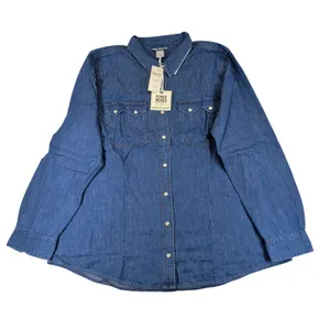 Duluth Trading Co Fence Mender Denim Western Shirt XXL Blue Pearl Snap 72904 thumbnail 2