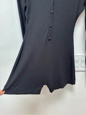 SKIMS Soft Lounge Long Sleeve Henley Romper in charcoal L thumbnail 4