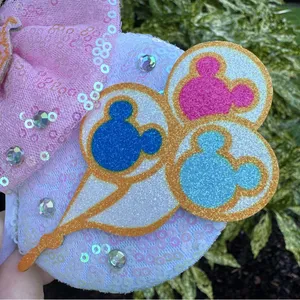 NEW Mouse Ear Headband Sequin/Glitter/Rhinestone Disney Style Balloons & Castle thumbnail 2
