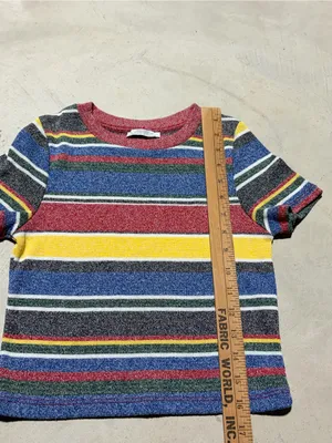 Zara trafaluc collection Multi-Color Striped Short Sleeve cropped baby tee small thumbnail 3