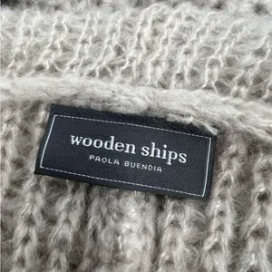 Wooden Ships cowl neck tan poncho sweater wool mohair sz XS‎ thumbnail 3