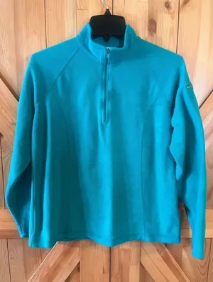LL Bean Long Sleeve Quarter Zip Fleece Pullover Green Size Med (1030) thumbnail 1