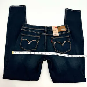 Levis’s Jeans Women’s 5S/27 Dark Blue Demi Curve Low Skinny Leg Whiskered NWT thumbnail 11