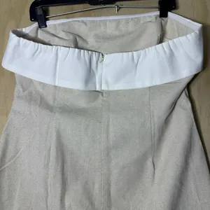 Cider‎ LINEN-BLEND COLLARLESS SOLID SPLIT RUCHED ZIPPER MIDI DRESS thumbnail 10