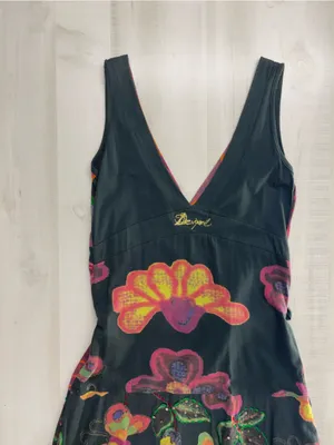 DESIGUAL floral printed funky bubble hem artsy dress embellished with sequins thumbnail 7