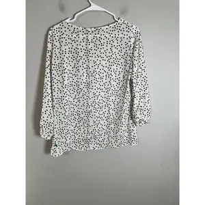 Banana Republic Womens Polka Dot 3/4 Slit Sleeve Blouse White‎ Black Small thumbnail 7