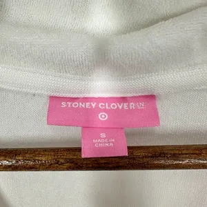 Stoney Clover Lane x Target Half Zip Cropped Sweatshirt Terry Cotton White Small thumbnail 3