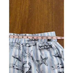 Martha Stewart Linen Beach Print Crop Pants Blue White Nautical Size Medium thumbnail 5