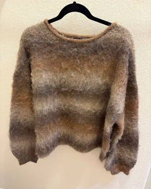 fuzzy ombré crewneck sweater thumbnail 3