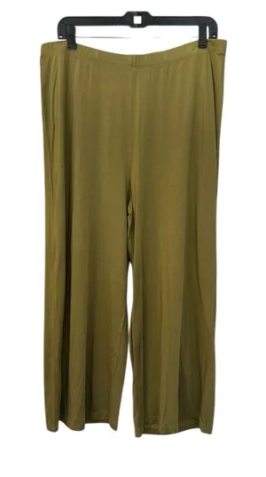 Gudrun Sjoden Green Stretchy‎ Crop Wide Leg Pants XL Modal Boho Lagenlook #W1-9 thumbnail 1