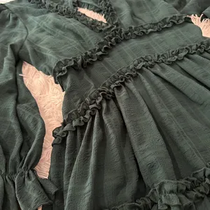 Selfie Leslie Emerald Green Ruffle Tiered Mini Dress Long Sleeve Cutout Size M thumbnail 11