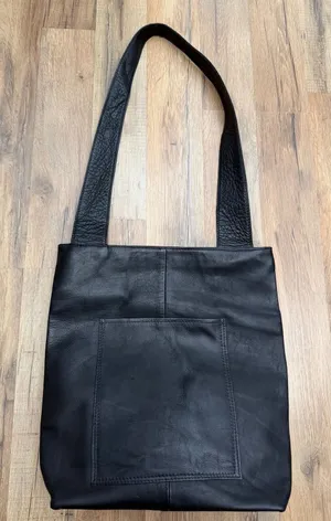 HOBO International Black Leather Tote Shoulder Bag Large Pocket Vintage thumbnail 1