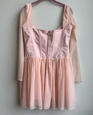 House Of CB Vivi Soft Peach Pink Corset Long Sleeve Party Mini Dress Size Medium thumbnail 5