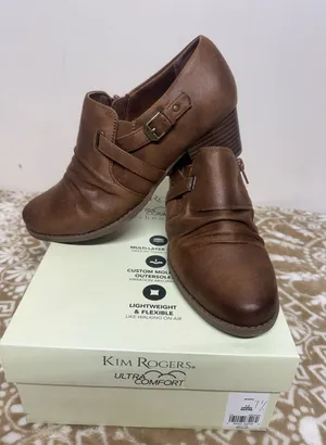 Kim Rogers Brown Faux-Leather Heal Booties with Buckle thumbnail 1