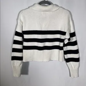 Pistola Arlo Womens Striped Polo Sweater Black White Xs thumbnail 5
