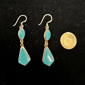 Sterling Silver 925  turquoise and dangle earrings thumbnail 1