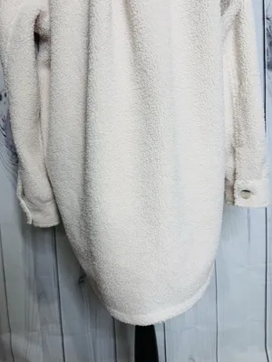 Spanx Luxe High Pile Fleece Shirt Jacket Cream Sz XL Collared Shacket Button Up thumbnail 9