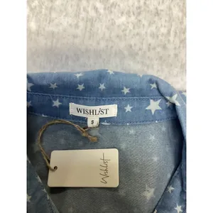 Wishlist Star Print‎ Short Sleeve Button Front Romper Denim Blue Small NEW… thumbnail 3